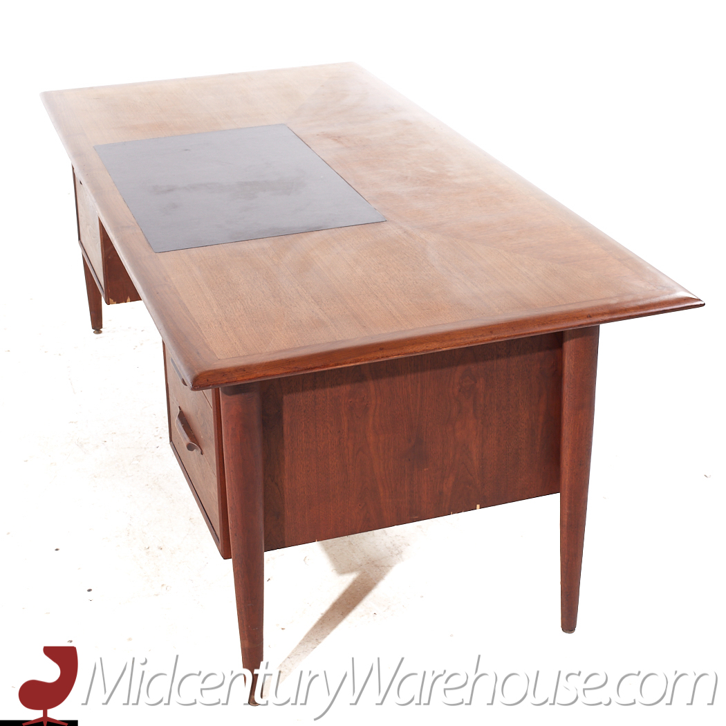 Alma Castilian Mid Century Walnut and Leather Executive Desk