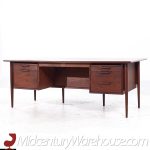 Alma Castilian Mid Century Walnut and Leather Executive Desk