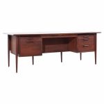 Alma Castilian Mid Century Walnut and Leather Executive Desk