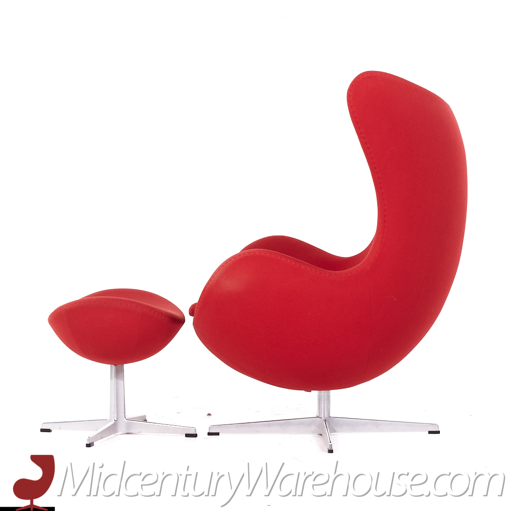 Arne Jacobsen for Fritz Hansen Mid Century Egg Chair with Ottoman