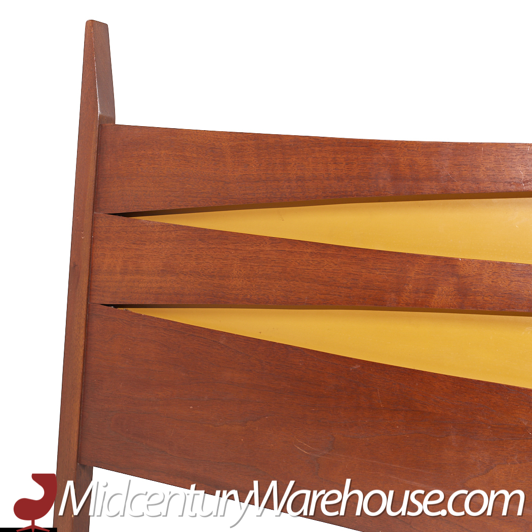 Arne Vodder Style West Michigan Furniture Mid Century Walnut Queen Headboard