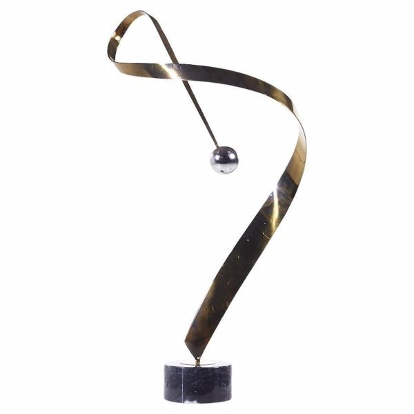 Curtis Jere Postmodern Brass Chrome and Marble Table Sculpture