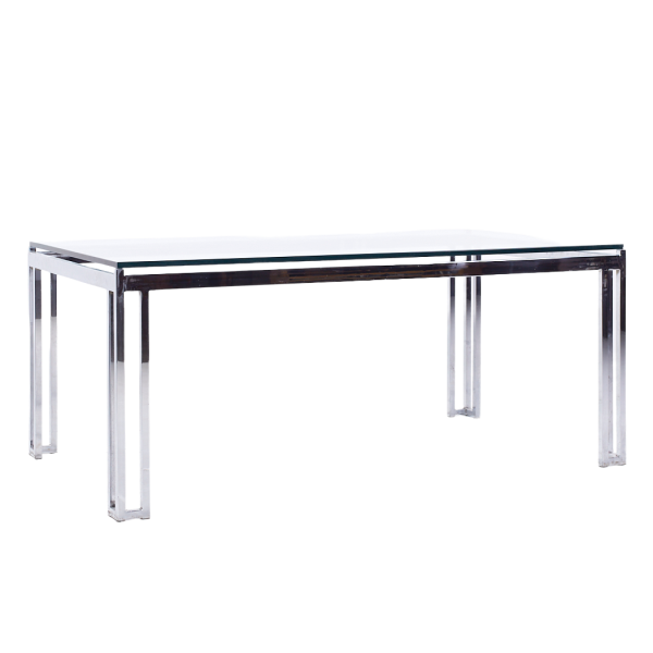 Dia Mid Century Glass and Chrome Dining Table