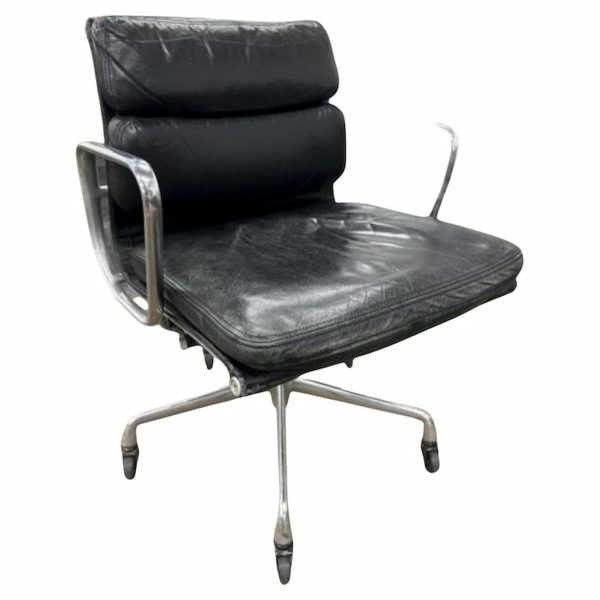 eames for herman miller soft pad aluminum and leather office chair