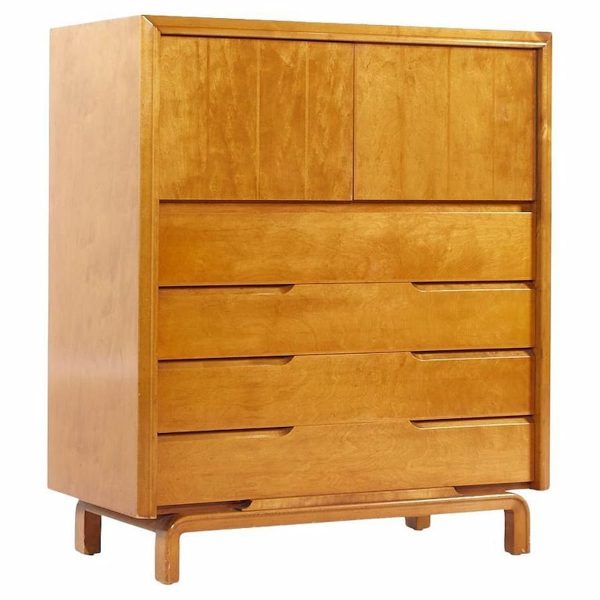 edmond spence mid century swedish birch highboy dresser