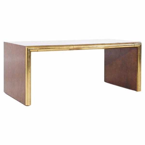 Edward Axel Roffman Associates Mid Century Burlwood and Brass Desk