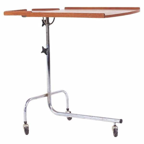 hmn mid century danish teak adjustable tray table