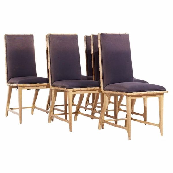 harold schwartz for romweber mid century oak dining chairs - set of 6