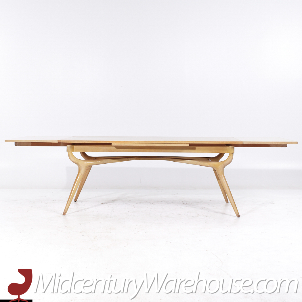 Harold Schwartz for Romweber Mid Century Oak Sculptural Hidden Leaf Expanding Dining Table