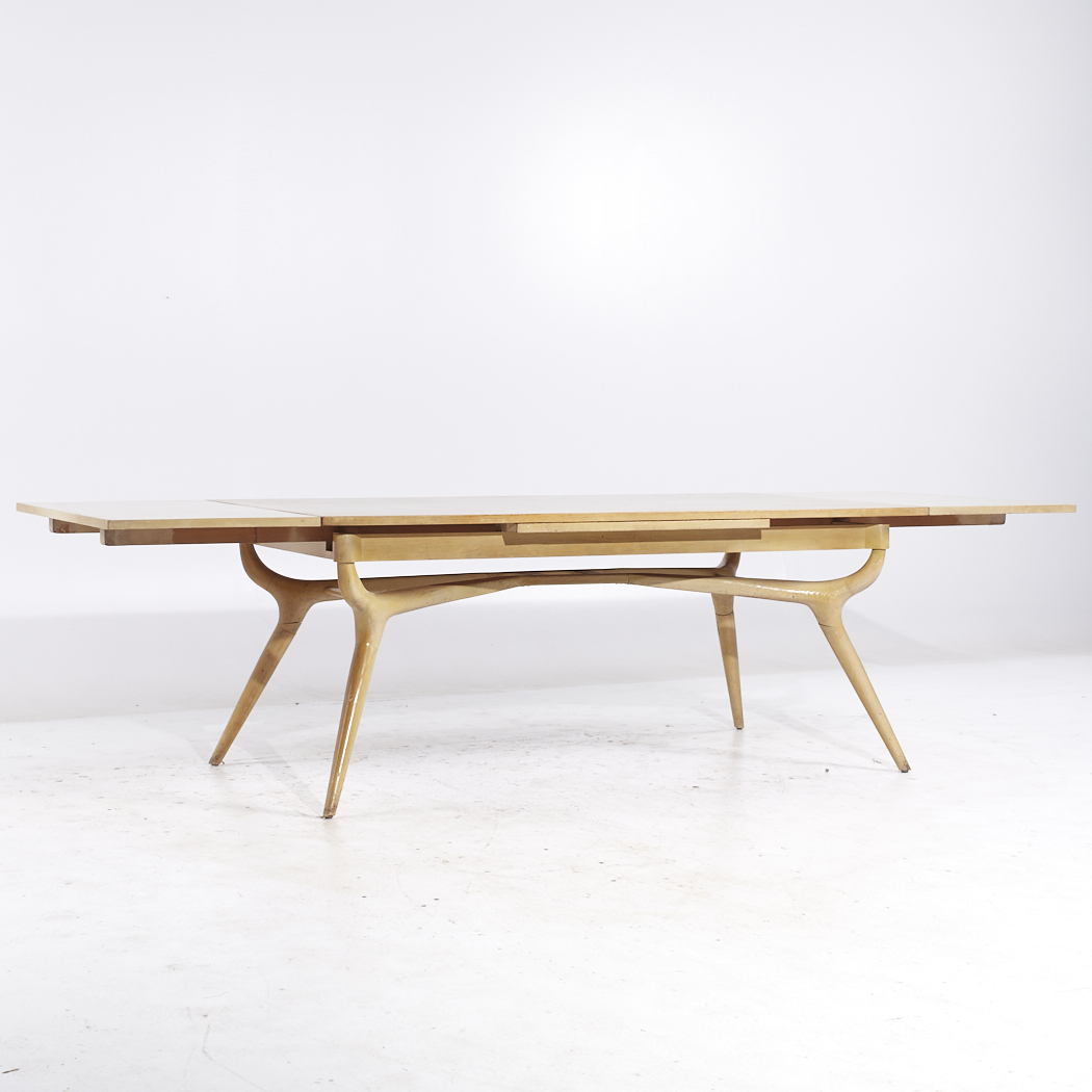 Harold Schwartz for Romweber Mid Century Oak Sculptural Hidden Leaf Expanding Dining Table