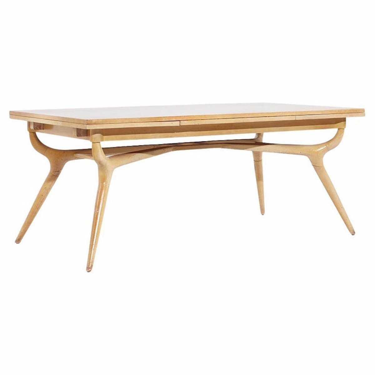 Harold Schwartz for Romweber Mid Century Oak Sculptural Hidden Leaf Expanding Dining Table