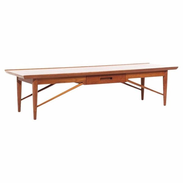 henredon heritage mid century walnut coffee table