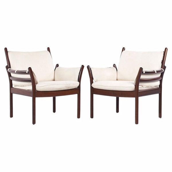 illum wikkelsø for cfc silkeborg mid century danish rosewood genius lounge chairs - pair