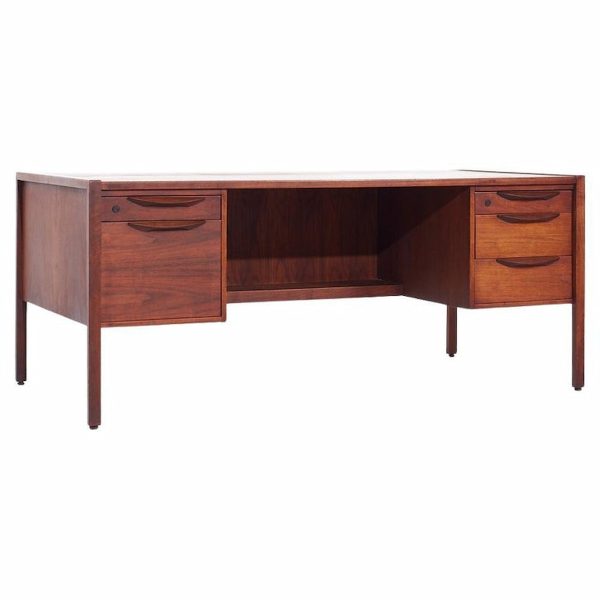 jens risom mid century walnut executive desk