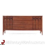 Kent Coffey Perspecta Mid Century Walnut and Rosewood 9 Drawer Dresser