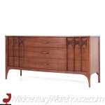 Kent Coffey Perspecta Mid Century Walnut and Rosewood 9 Drawer Dresser