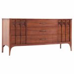 Kent Coffey Perspecta Mid Century Walnut and Rosewood 9 Drawer Dresser