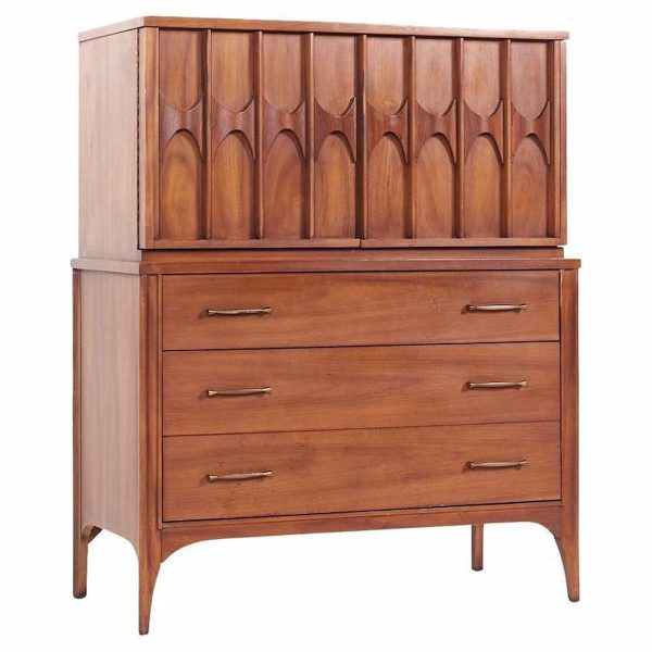 kent coffey perspecta mid century walnut and rosewood gentlemans chest