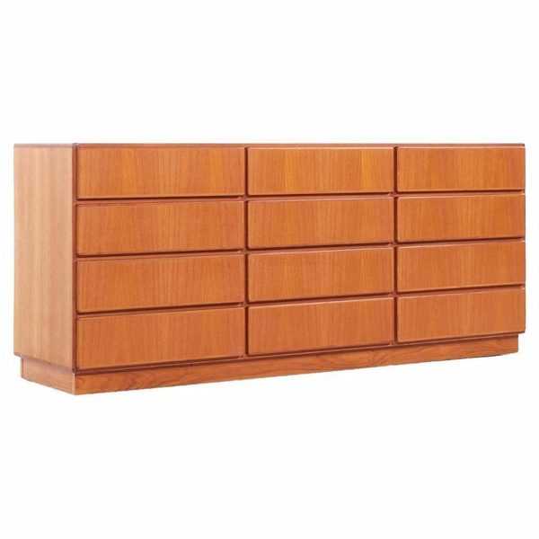 komfort mid century danish teak 12 drawer lowboy dresser