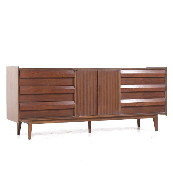 lane first edition mid century walnut lowboy dresser