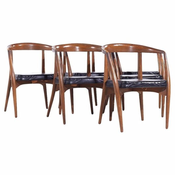 lawrence peabody mid century walnut arm chairs - set of 6