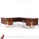 Leopold Mid Century Walnut and Chrome Corner Executive Desk