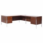 Leopold Mid Century Walnut and Chrome Corner Executive Desk