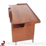 Mainline by Hooker Mid Century Walnut Double Pedestal Floating Top Desk