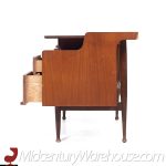 Mainline by Hooker Mid Century Walnut Double Pedestal Floating Top Desk