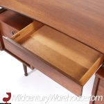 Mainline by Hooker Mid Century Walnut Double Pedestal Floating Top Desk