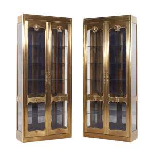 mastercraft mid century brass vitrines cabinets - pair