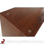 Merton Gershun for American of Martinsville Mid Century X Inlay Walnut 9 Drawer Dresser