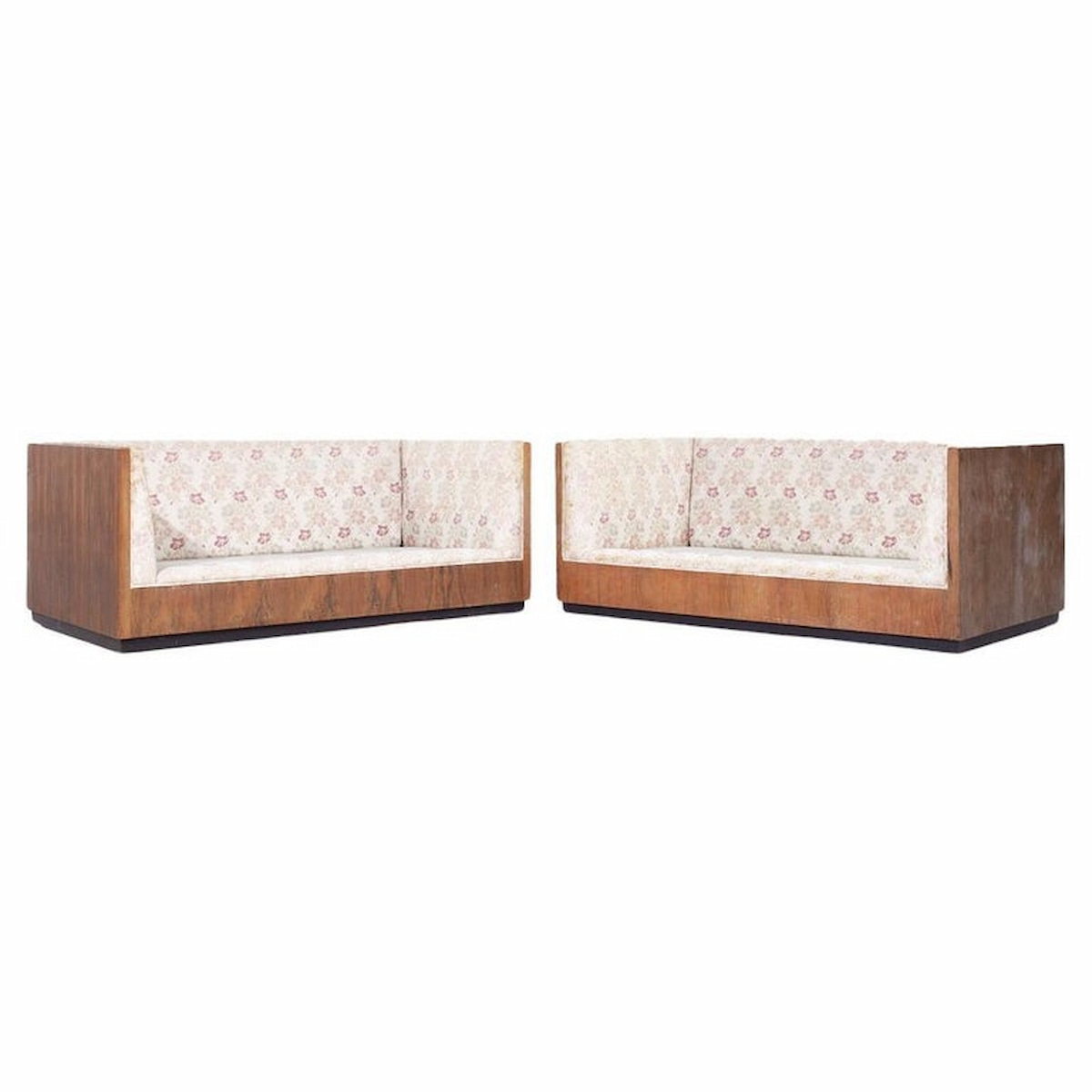 Milo Baughman Mid Century Rosewood Case Settees - Pair