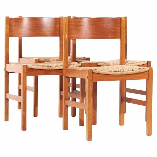 peter hvidt style mid century teak dining chairs - set of 4