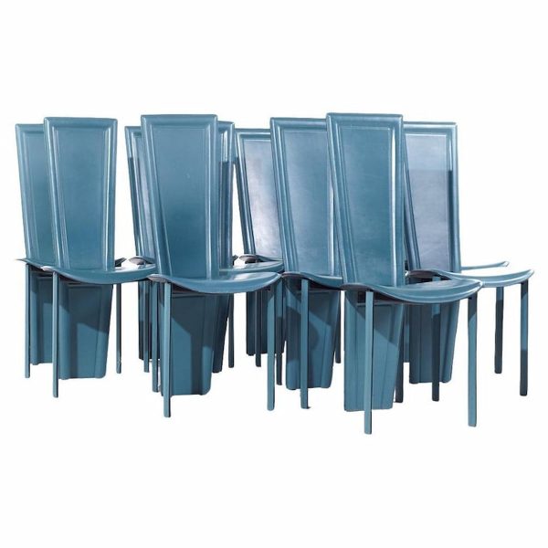 Quia Postmodern Italian Leather Dining Chairs - Set of 12