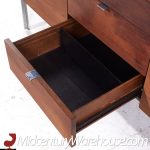 Stow Davis Mid Century Leather Walnut and Chrome Credenza