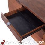 Stow Davis Mid Century Leather Walnut and Chrome Credenza