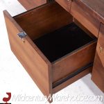 Stow Davis Mid Century Leather Walnut and Chrome Credenza