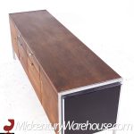 Stow Davis Mid Century Leather Walnut and Chrome Credenza