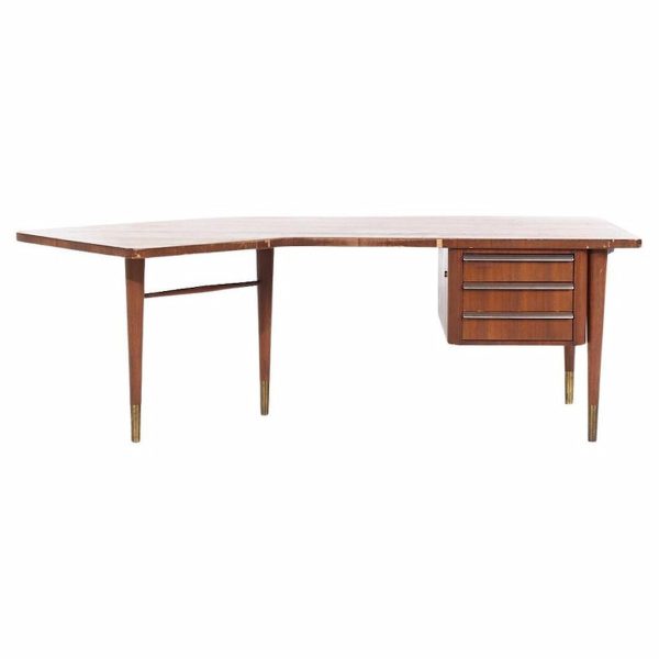 Stow Davis Mid Century Walnut Boomerang Desk