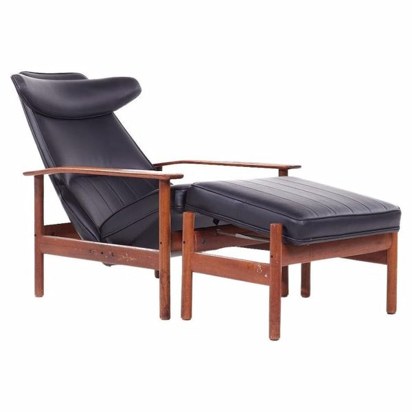 Sven Ivar Dysthe for Dokka Möbler Mid Century Norwegian Teak Reclining Lounge Chair and Ottoman