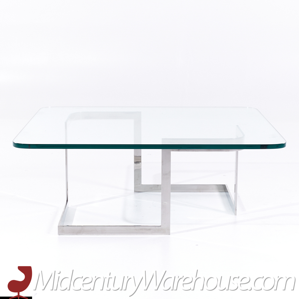 Vladimir Kagan Mid Century Steel and Glass Infinity Coffee Table