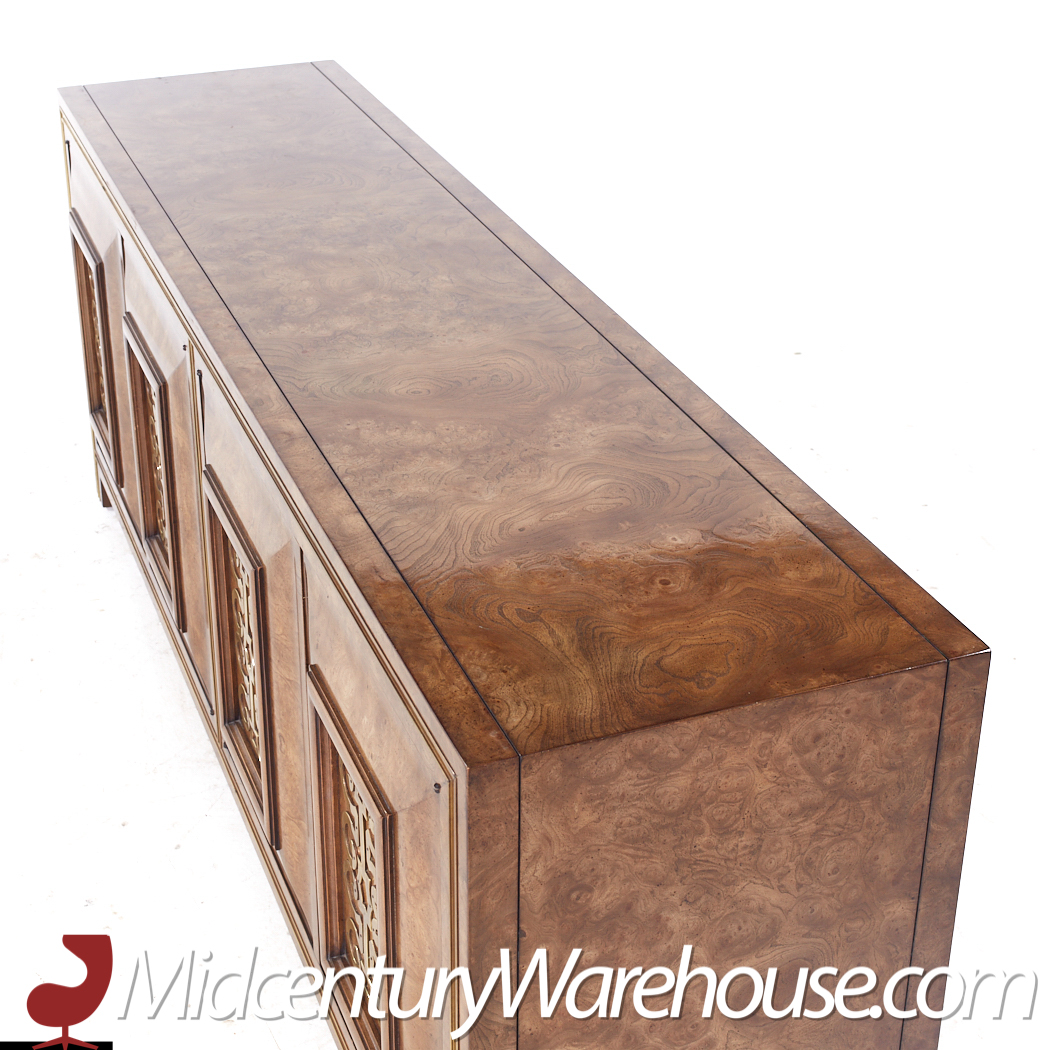 William Doezema for Mastercraft Burlwood and Brass Credenza