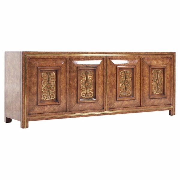 william doezema for mastercraft mid century burlwood and brass credenza