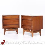 Young Manufacturing Mid Century Walnut Curved Nightstands - Pair