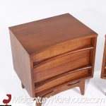 Young Manufacturing Mid Century Walnut Curved Nightstands - Pair