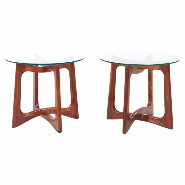 Adrian Pearsall for Craft Associates Mid Century Walnut Side End Tables - Pair