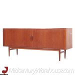 Bernhard Pedersen Style Mid Century Danish Teak Tambour Credenza