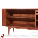 Bernhard Pedersen Style Mid Century Danish Teak Tambour Credenza