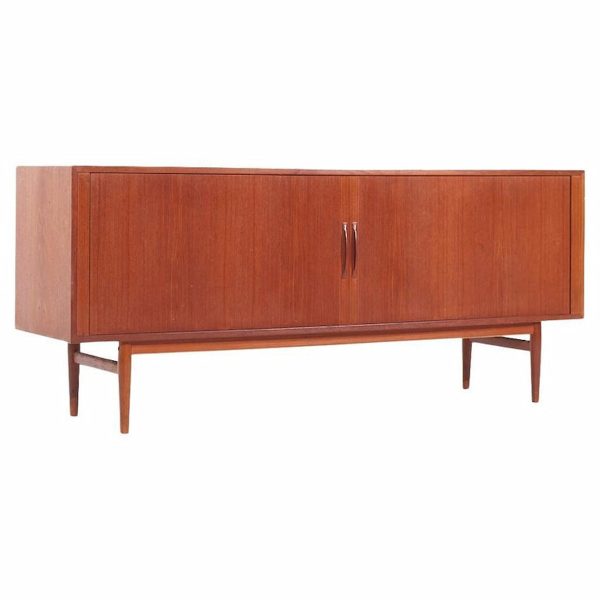 bernhard pedersen style mid century danish teak tambour credenza